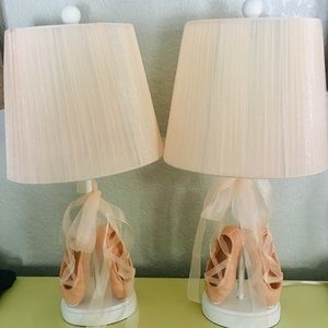 2 pink ballerina lamps